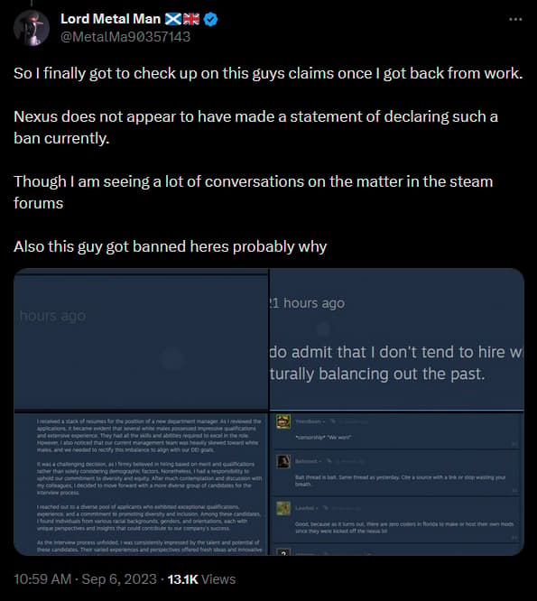 @MetalMa90357143 raises word that Nexus Mods may be banning any 'Starfield' mods that remove the game's pronoun modifier.