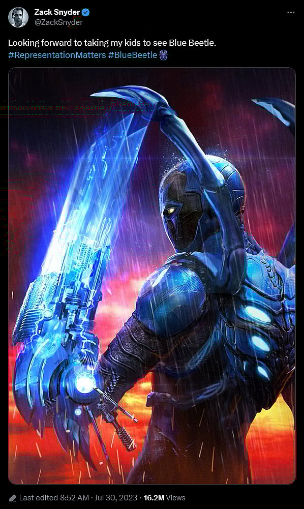 Zack Snyder promotes Blue Beetle