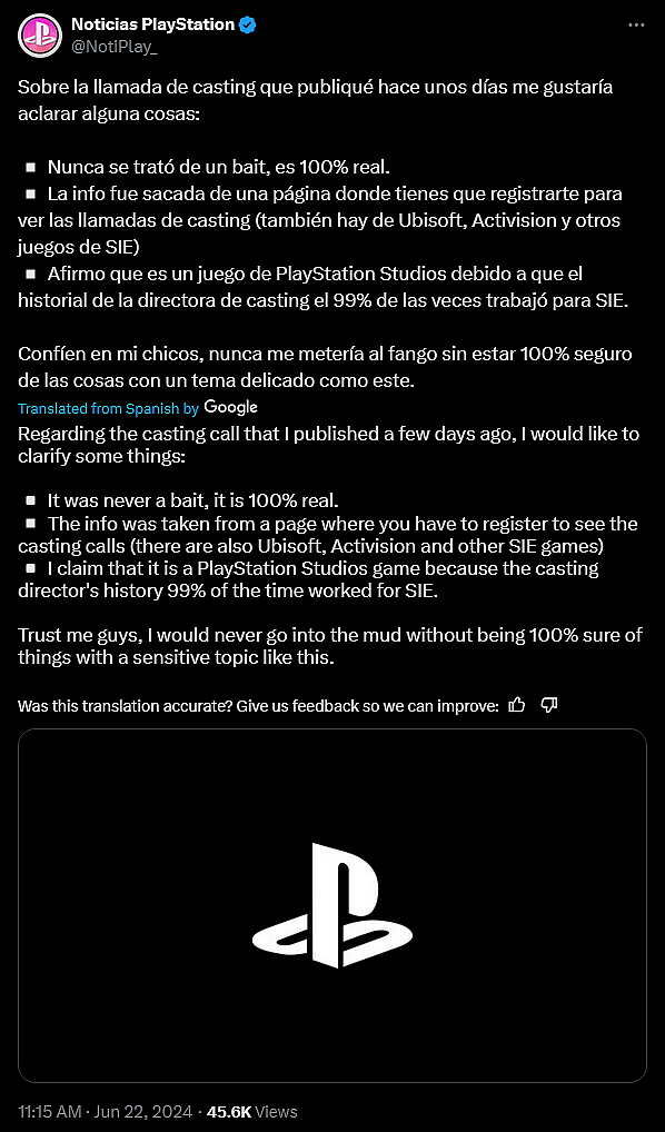 @Notiplay_ details a new, transgender-centric game purportedly in development at PlayStation Studios