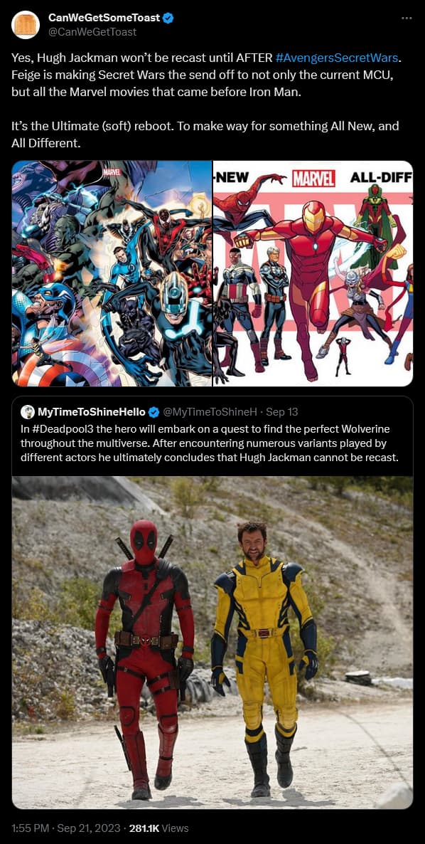 Scoopers CanWeGetSomeToast and MyTimeToShineHello offer some potential insights into 'Avengers: Secret Wars'