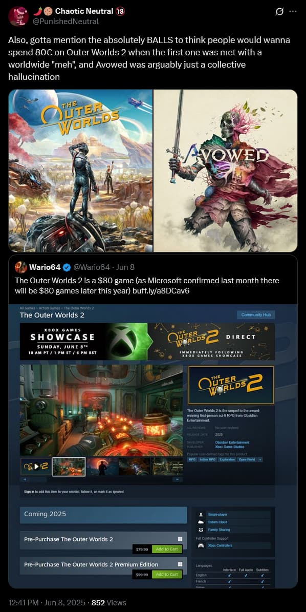 Fans are not happy with Xbox and Obsidian Entertainment charging $80 for 'The Outer Wilds 2'.