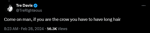 Fans weigh in on Eric Draven's new look in 'The Crow' remake.