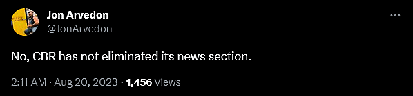 Jon Arvendon weighs in on the drama surrounding Comic Book Resources (CBR)