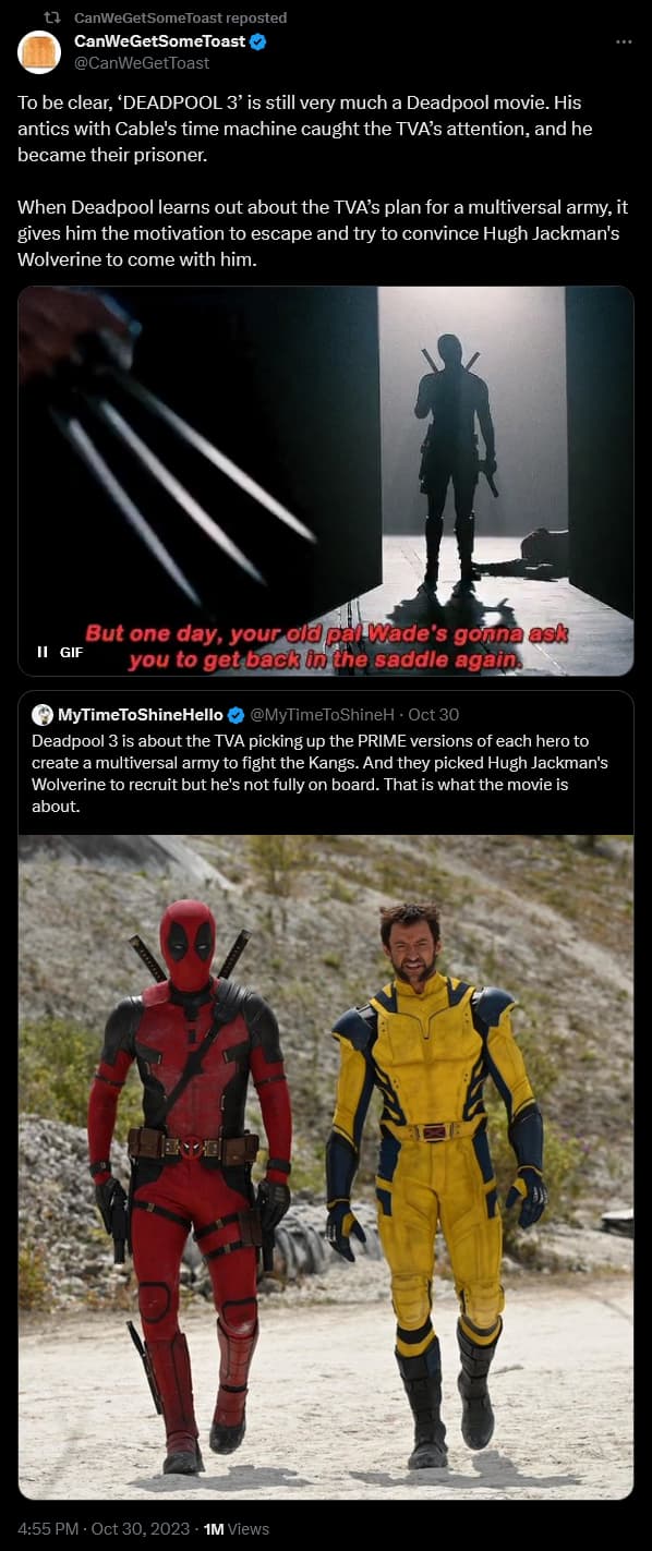 CanWeGetSomeToast weighs in on the plot of 'Deadpool 3'