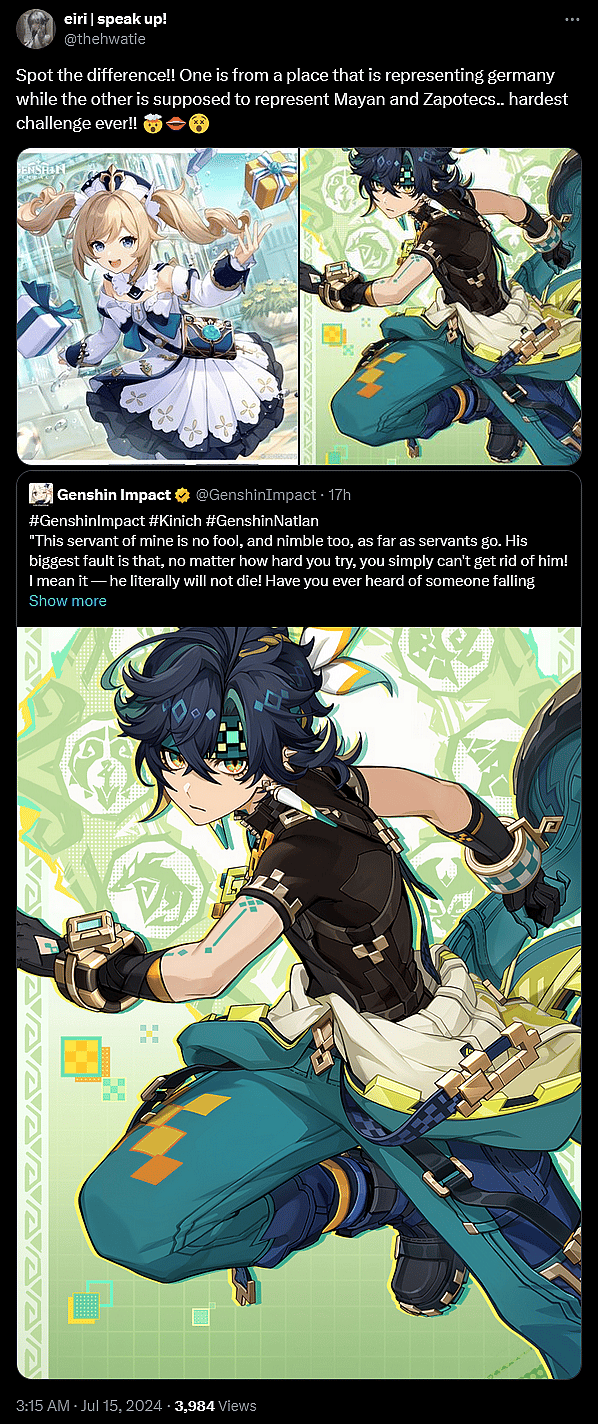'Genshin Impact' players are unhappy with the Natlan character designs.