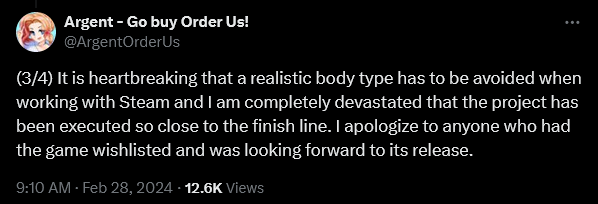 Argent weighs in on Steam's banning of their adult dating sim 'Order Us!'