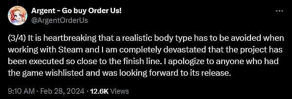 Argent weighs in on Steam's banning of their adult dating sim 'Order Us!'