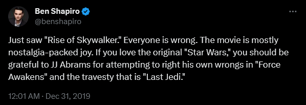 Ben Shapiro weighs in on 'Star Wars - Episode IX: The Rise of Skywalker'