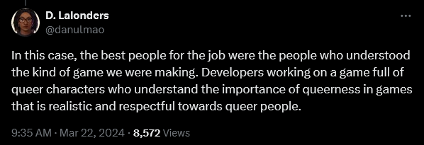 Dani LaLonders responds after a video resurfaced in which she claims she intentionally hired "no white people" for her dating sim 'ValiDate: Struggling Singles in Your Area"