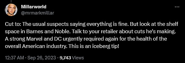 Tim Seeley weighs in on Mark Millar's concerns towards the comic book industry