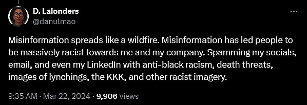 Dani LaLonders responds after a video resurfaced in which she claims she intentionally hired "no white people" for her dating sim 'ValiDate: Struggling Singles in Your Area"