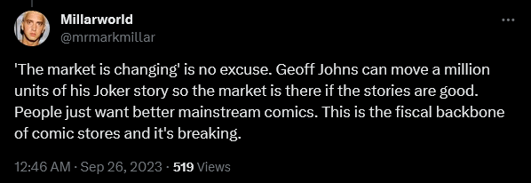 Tim Seeley weighs in on Mark Millar's concerns towards the comic book industry