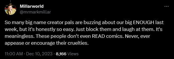 Mark Millar weighs in on the continued existence of cancel pigs within the comic book industry