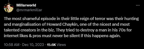 Mark Millar weighs in on the continued existence of cancel pigs within the comic book industry