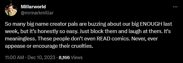 Mark Millar weighs in on the continued existence of cancel pigs within the comic book industry