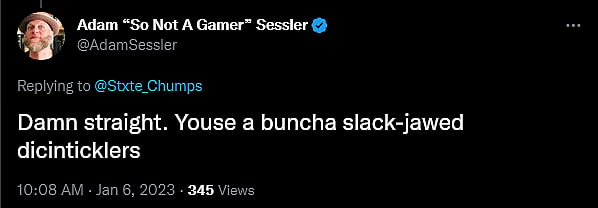 Adam Sessler has a meltdown regarding the existence of gamers.