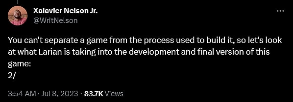Xalavier Nelson Jr. weighs in on the fallout of Baldur's Gate 3