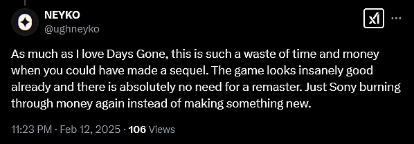 'Days Gone' fans are torn on Sony's announcement that the Studio Bend cult classic will be getting a remaster.