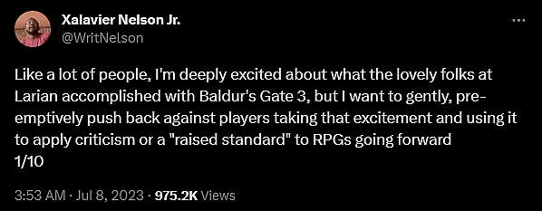 Xalavier Nelson Jr. weighs in on the fallout of Baldur's Gate 3