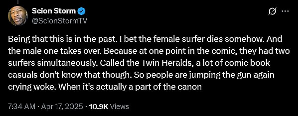 Marvel fans offer up disingenuous defenses for the decision to feature a female Silver Surfer in 'Fantastic Four: First Steps'