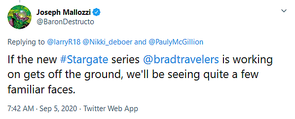 Stargate writer Joseph Mallozzi confirms progress on new TV series from co-creator Brad Wright