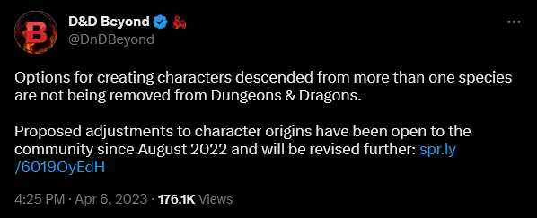Wizards of the Coast clarifies their updated mixed-race rules