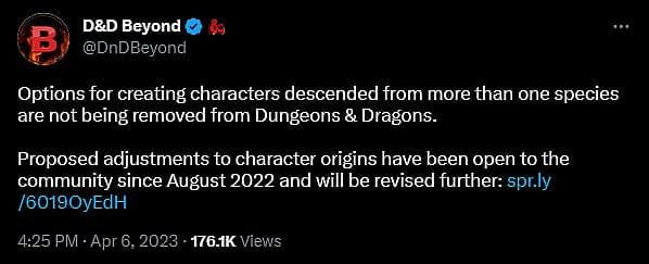 Wizards of the Coast clarifies their updated mixed-race rules