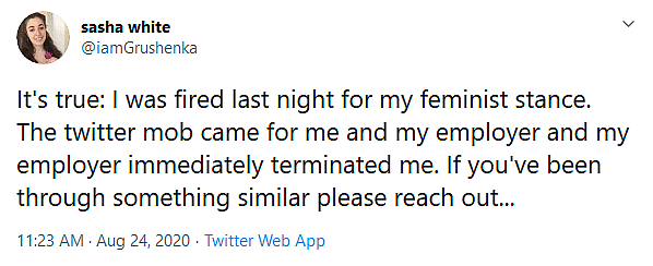 Literary Assistant Sasha White Dropped by The Tobias Literary Agency For Retweet That Made Distinction Between Biological and Trans Women