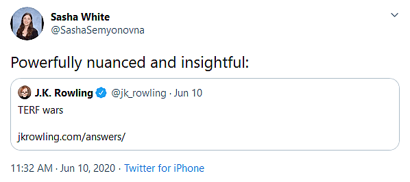 Literary Assistant Sasha White Dropped by The Tobias Literary Agency For Retweet That Made Distinction Between Biological and Trans Women