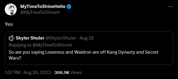 MyTimeToShineH weighs in on the writers situation relating to Avengers: Kang Dynasty and Avengers: Secret Wars