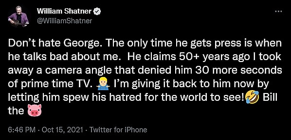 William Shatner pushes back against George Takei's insults via Twitter