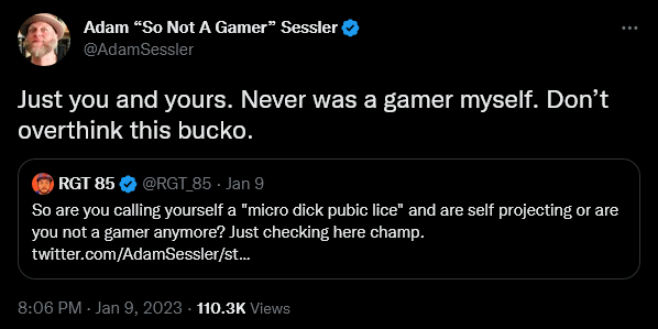 Adam Sessler has a meltdown regarding the existence of gamers.