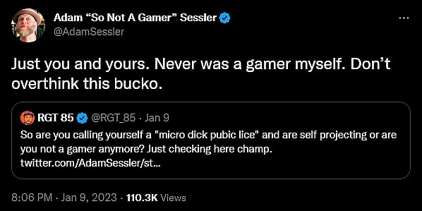 Adam Sessler has a meltdown regarding the existence of gamers.
