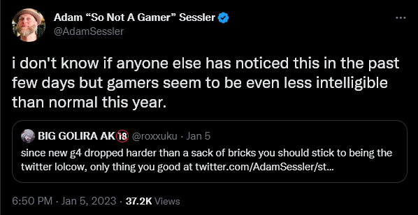 Adam Sessler has a meltdown regarding the existence of gamers.