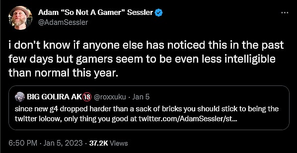 Adam Sessler has a meltdown regarding the existence of gamers.