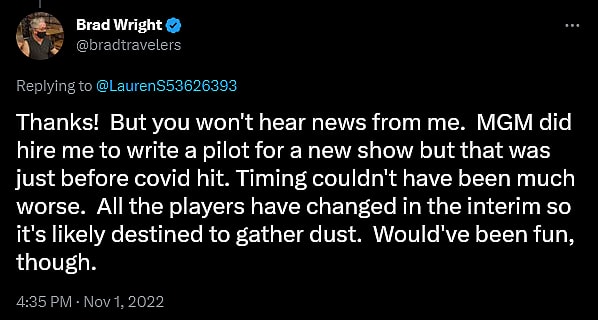 Brad Wright reveals that his Stargate revival is DOA