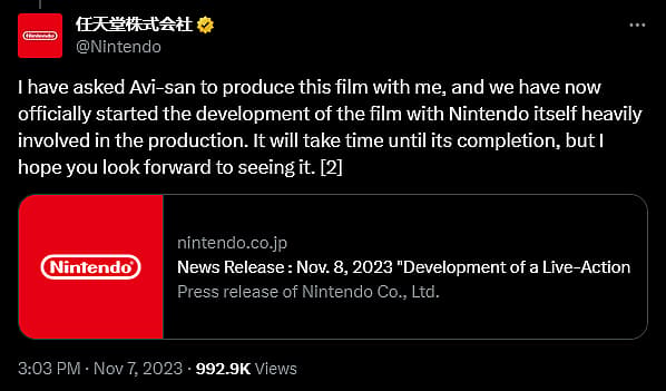 Shigeru Miyamoto announces the live-action The Legend of Zelda film