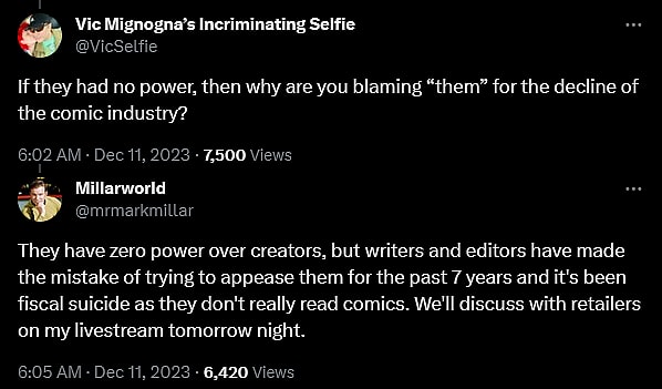 Mark Millar weighs in on the continued existence of cancel pigs within the comic book industry