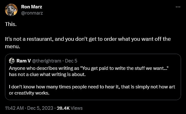 Ron Marz weighs in on The Comic Palace owner Glenn O'Leary's criticism of the industry