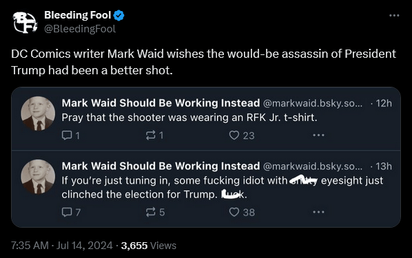 Mark Waid weighs in on the attempted assassination of Donald Trump.
