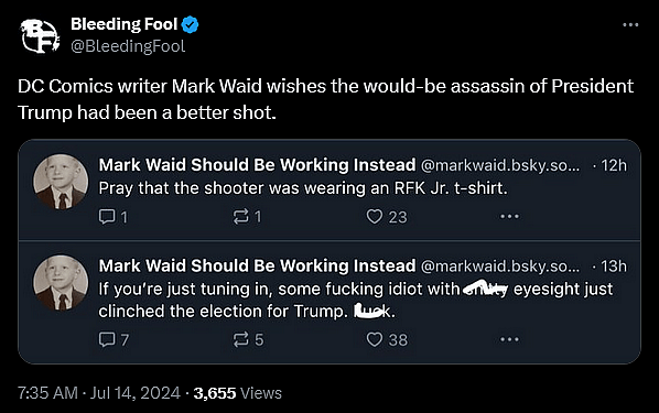 Mark Waid weighs in on the attempted assassination of Donald Trump.