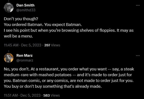 Ron Marz weighs in on The Comic Palace owner Glenn O'Leary's criticism of the industry