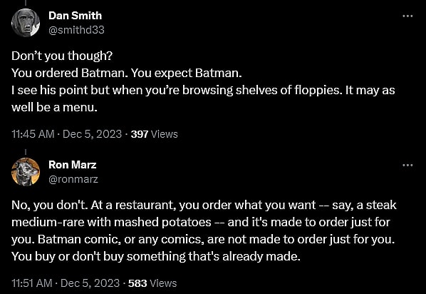 Ron Marz weighs in on The Comic Palace owner Glenn O'Leary's criticism of the industry