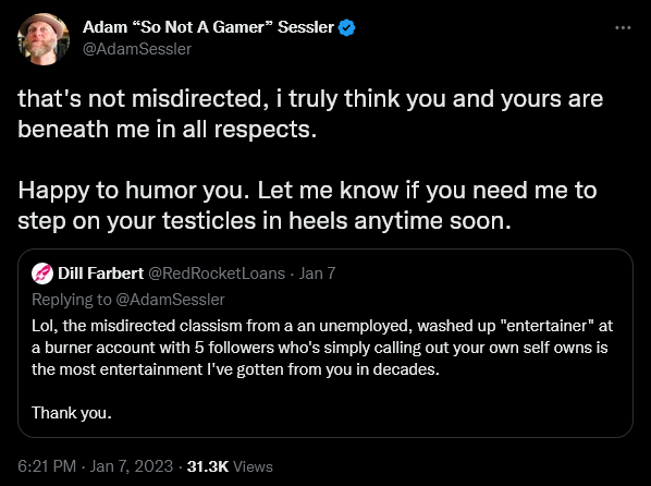 Adam Sessler has a meltdown regarding the existence of gamers.