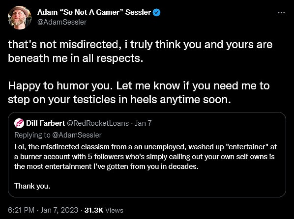 Adam Sessler has a meltdown regarding the existence of gamers.