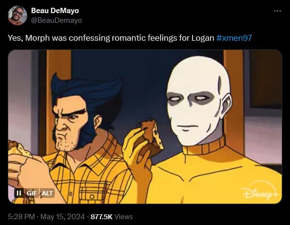 Former 'X-Men '97' showrunner Beau DeMayo confirms Morph has romantic feelings for Wolverine.