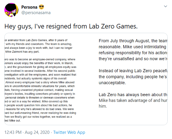Several Staff Members Leave Skullgirls Studio Lab Zero Games Over Lead Designer Mike Zaimont’s Alleged Behavior