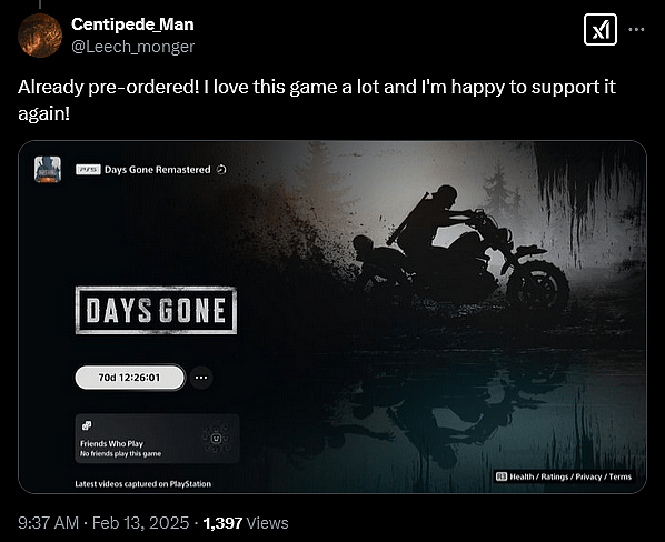 Days Gone fans divided on Sony's studio remaster announcement, Days Gone