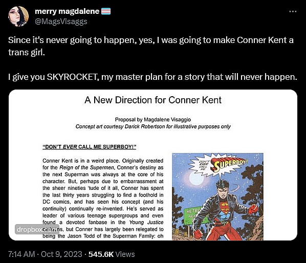 Magdalene Visaggio reveals her pitch for a transgender take on the Conner Kent version of Superboy
