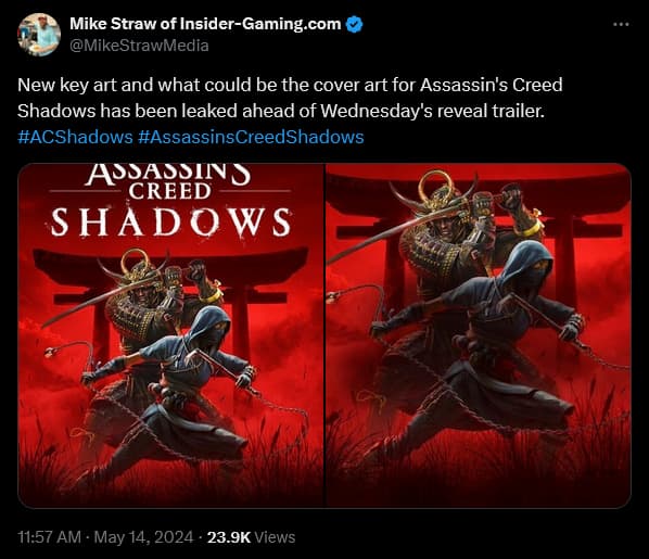 Insider-Gaming Senior Editor Mike Straw shares the cover art for 'Assassin's Creed Shadows'